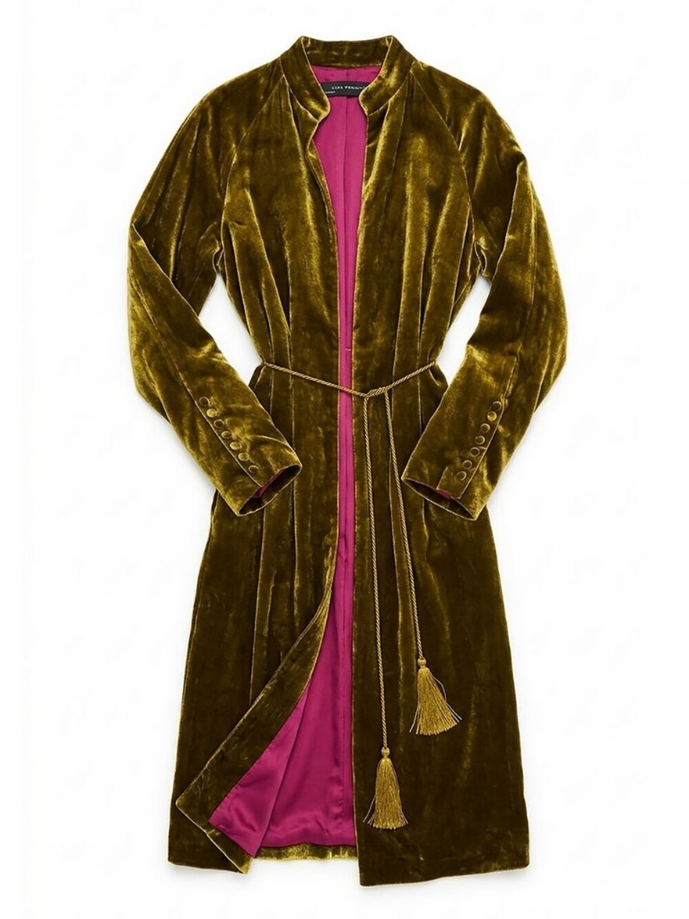 Zara Limited Edition Velvet Kimono Duster Coat Olive Green Magenta Archive
